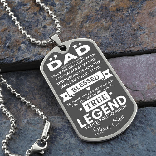 True Legend Dad | Dog Tag | Father's Day | Birthday | Gift from Son | Grey