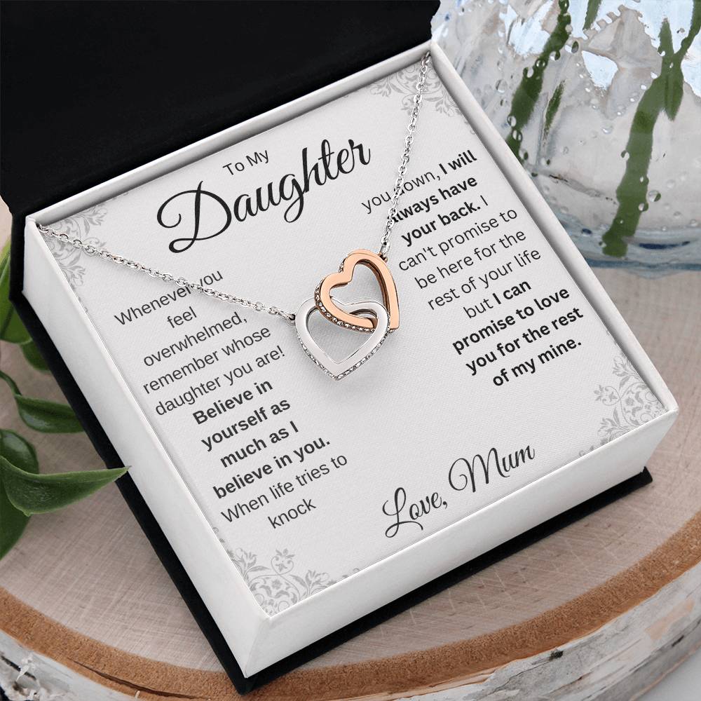 To My Daughter | Believe in Yourself | Interlocking Hearts Necklace | Gift From Mum