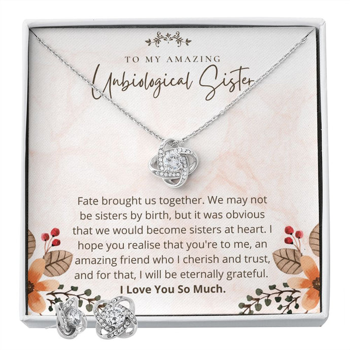 Unbiological Sister | Unbreakable Bond | Love Knot Necklace with Earrings - Billie Possum