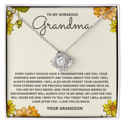 To My Gorgeous Grandma | My Love For You Will Never Die | Gift From Grandson | Love Knot Necklace Title - Billie Possum