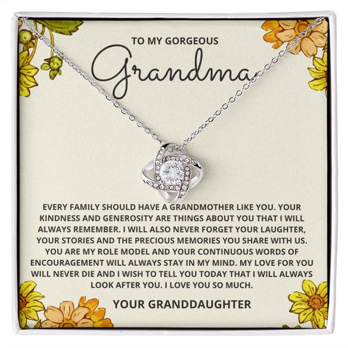 To My Gorgeous Grandma | My Love For You Will Never Die | Gift From Granddaughter | Love Knot Necklace - Billie Possum