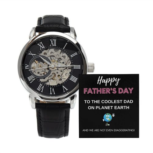 Coolest Dad | Openwork Watch | Father's Day | Gift from Family | Black Card