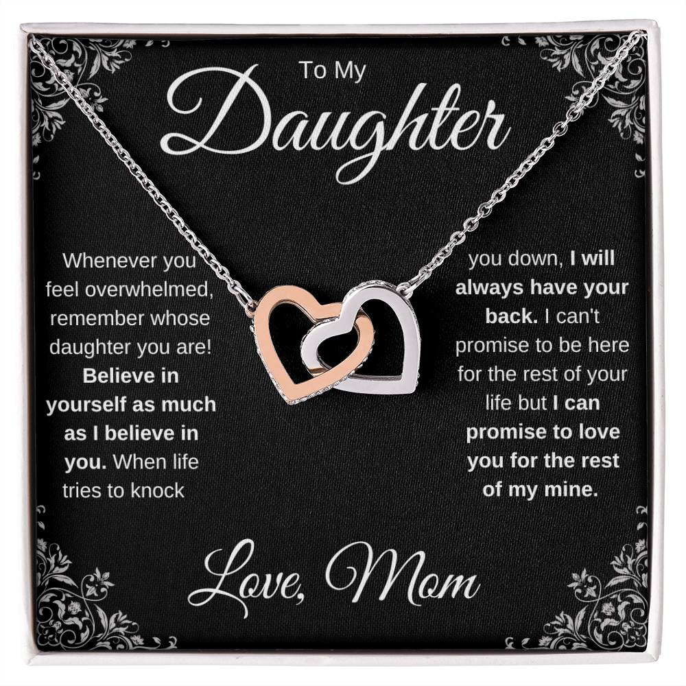 To My Daughter | Believe in Yourself | Interlocking Hearts Necklace | Gift From Mom | Black Card