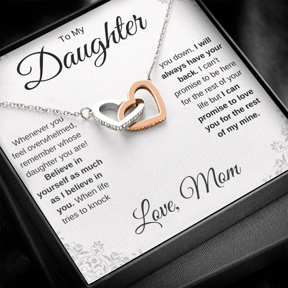 To My Daughter | Believe in Yourself | Interlocking Hearts Necklace | Gift From Mom