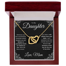 Load image into Gallery viewer, To My Daughter | Believe in Yourself | Interlocking Hearts Necklace | Gift From Mom | Black Card
