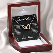 Load image into Gallery viewer, To My Daughter | Believe in Yourself | Interlocking Hearts Necklace | Gift From Mom | Black Card
